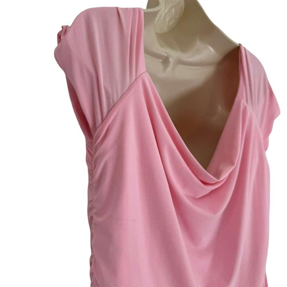 Candela Womens Pink Jersey Knit Scoop Neck Midi Stretch Dress Cap Sleeve sz 16 - Picture 6 of 13